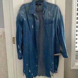 over sized destroyed denim shirt dress from Missguided
